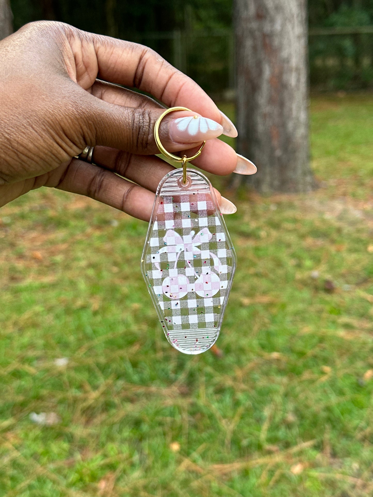 Cherry Checker Keychain