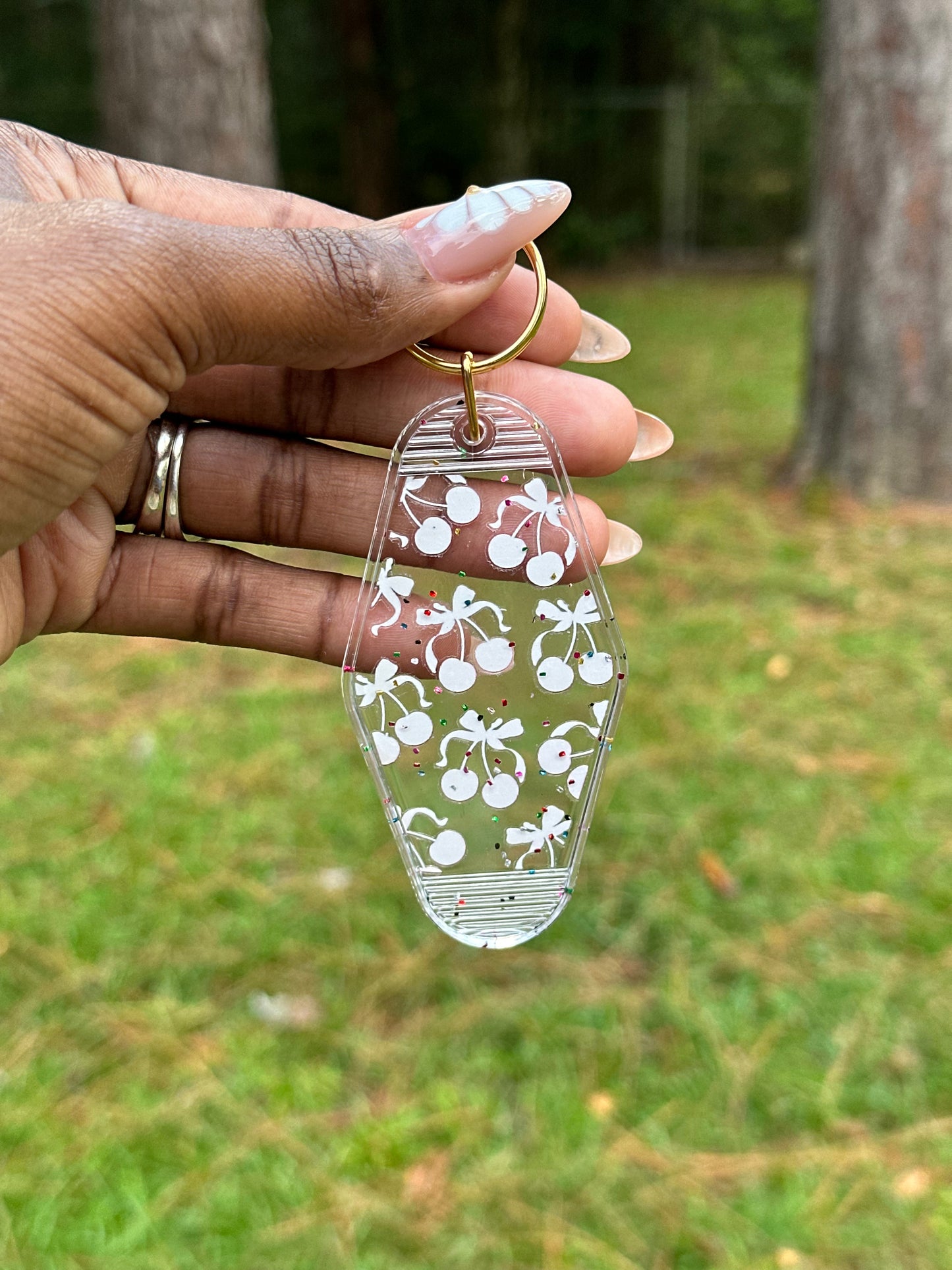 Cherries and Bows Keychain
