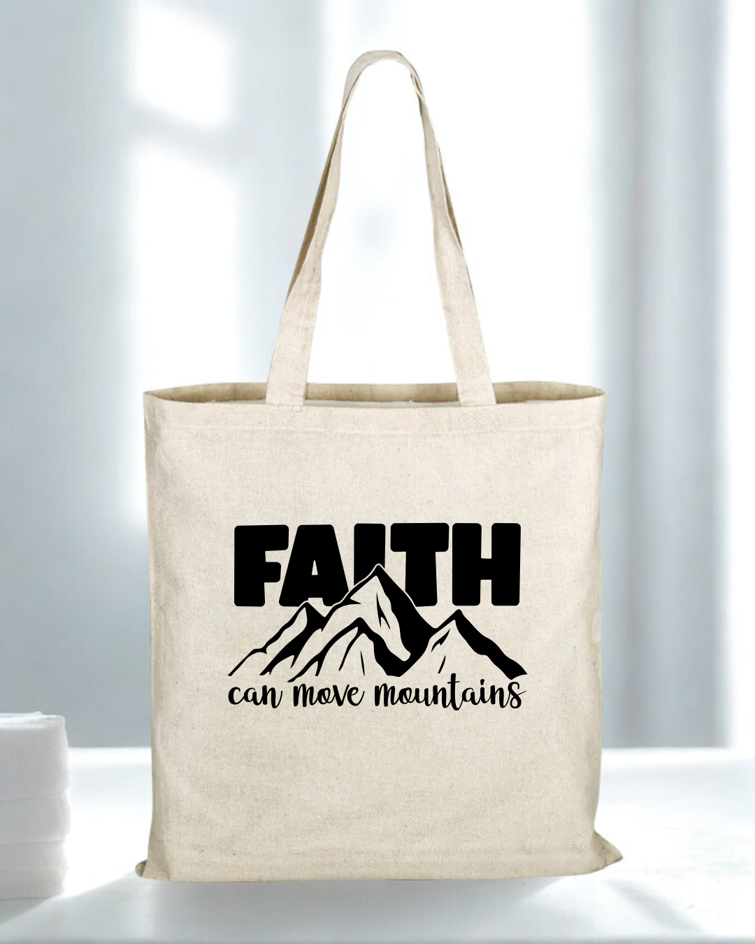 Faith Can Move Mountains | Natural Cotton Tote Bag