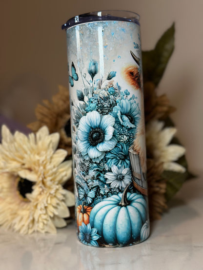 🐮 Highland Cow & Teal Pumpkin Floral Tumbler