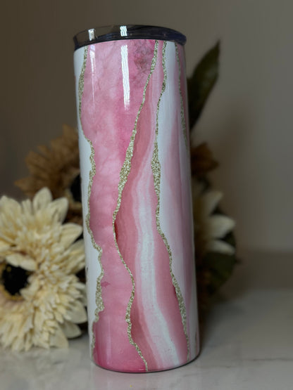 🌸 Pink Geode Butterfly Inspirational Tumbler