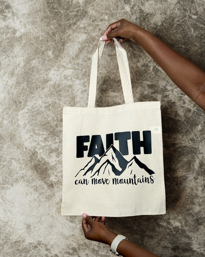 Faith Can Move Mountains | Natural Cotton Tote Bag