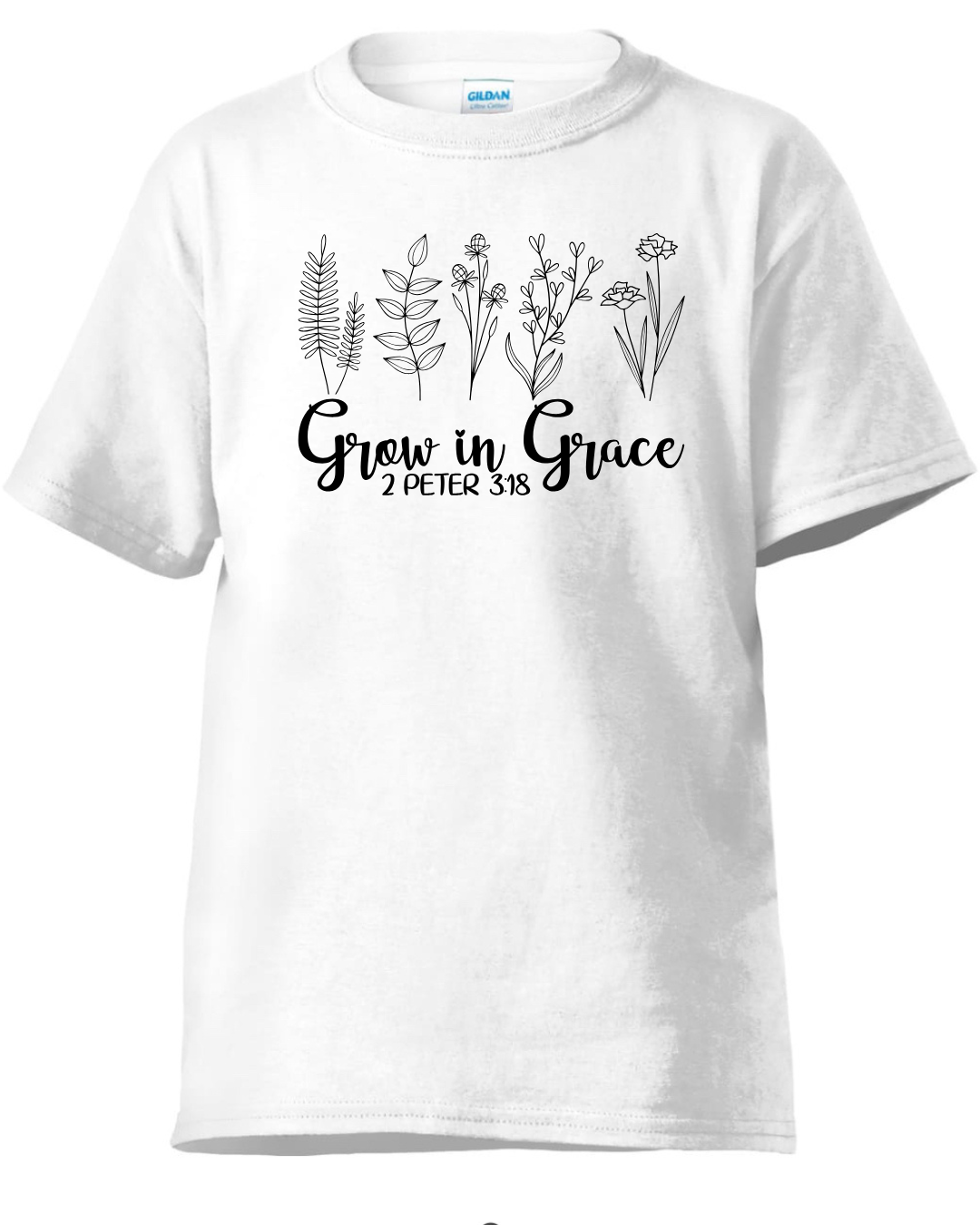 Grow in Grace | White Crew Neck Tee