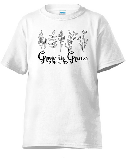 Grow in Grace | White Crew Neck Tee