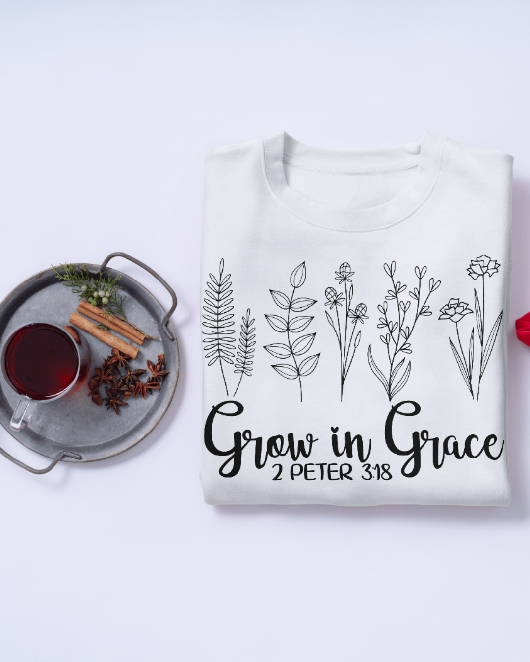 Grow in Grace | White Crew Neck Tee