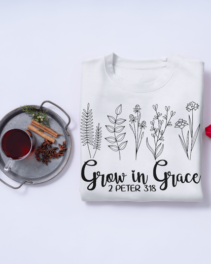 Grow in Grace | White Crew Neck Tee