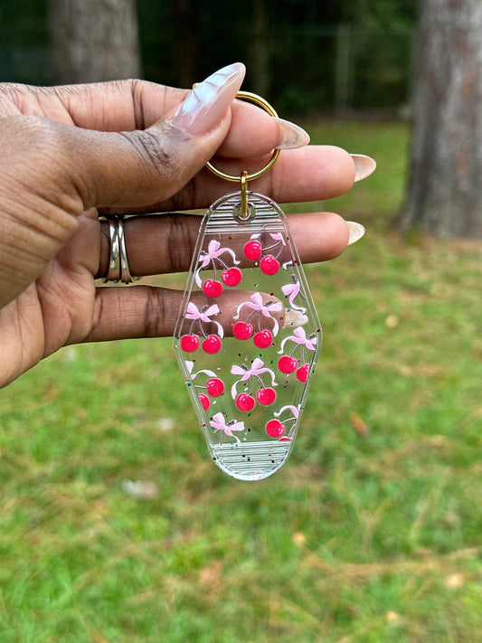 Cherries and Bows Keychain