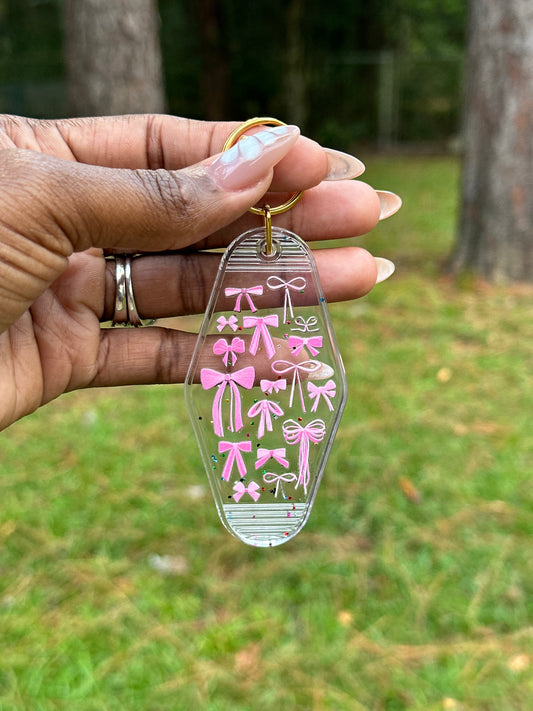 Pink Bow Keychain