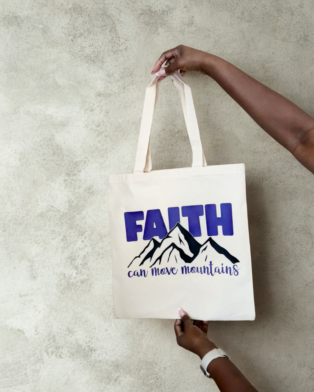 Faith Can Move Mountains | Natural Cotton Tote Bag