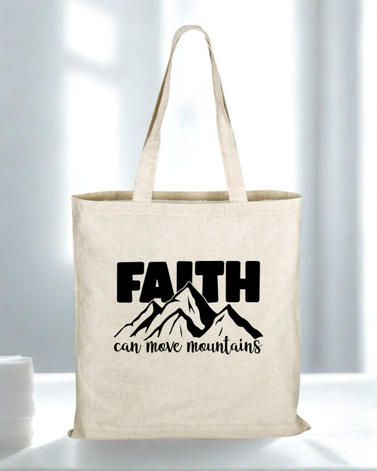 Faith Can Move Mountains | Natural Cotton Tote Bag